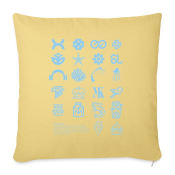 Sacred Glyphs Mosaic Icons - Throw Pillow Cover 17.5” x 17.5” - washed yellow - Front