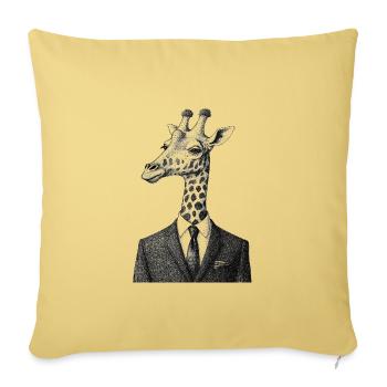Vintage Anthropomorphic Giraffe in a Suit Drawing - Throw Pillow Cover 17.5” x 17.5” - washed yellow - Front