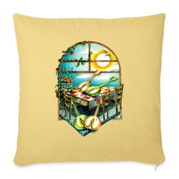Rustic Sunrise Kitchen Scene - Throw Pillow Cover 17.5” x 17.5” - washed yellow - Front