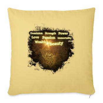 Peacock Pfau - Throw Pillow Cover 17.5” x 17.5” - washed yellow - Front