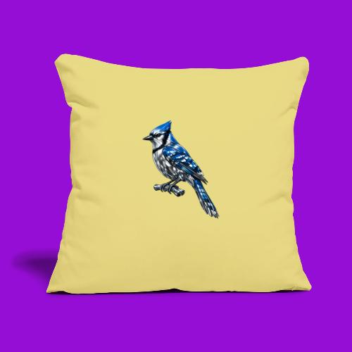 Silver Blue Jay on Perch + Flight Stages 2-print - Throw Pillow Cover 17.5” x 17.5”