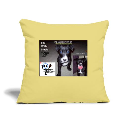 OTchanCharlieRoo Front with Mr Grey Back - Throw Pillow Cover 17.5” x 17.5”