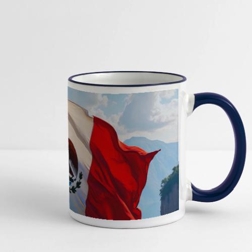 Mexican Flag in Mountain Nature Landscape - Panoramic Mug