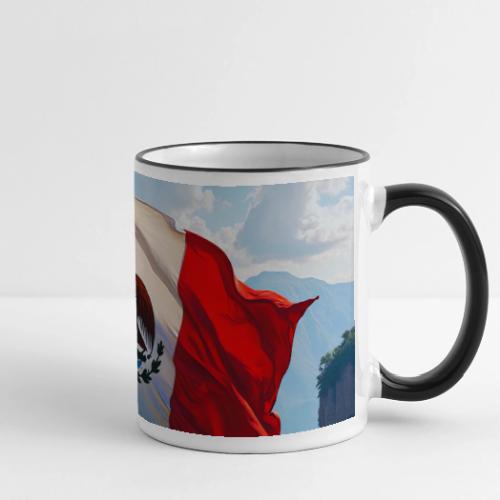 Mexican Flag in Mountain Nature Landscape - Panoramic Mug