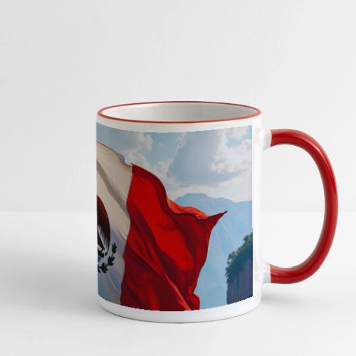 Mexican Flag in Mountain Nature Landscape - Panoramic Mug