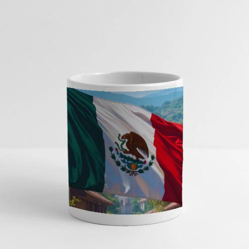 Mexican flag surrounded by nature and magic town - Panoramic Mug