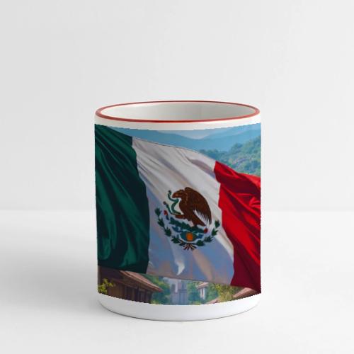 Mexican flag surrounded by nature and magic town - Panoramic Mug