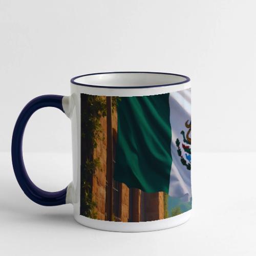 Mexican flag in Magical Town and Nature - Panoramic Mug