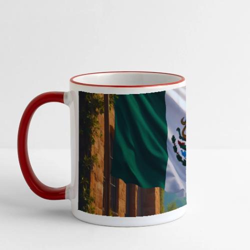 Mexican flag in Magical Town and Nature - Panoramic Mug