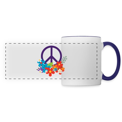 Hippie Peace Design With Flowers - Panoramic Mug