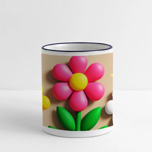 3D Flowers and Butterflies in Amber, Floral Design - Panoramic Mug