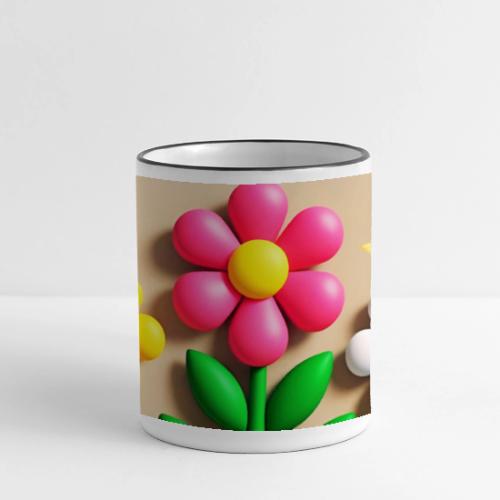 3D Flowers and Butterflies in Amber, Floral Design - Panoramic Mug