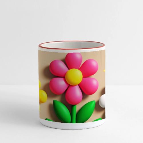 3D Flowers and Butterflies in Amber, Floral Design - Panoramic Mug