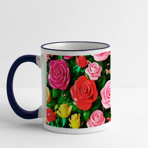 Floral print, colors in rose flowers, nature - Panoramic Mug