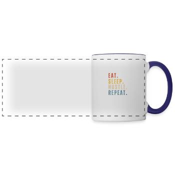 Eat Sleep Hustle Repeat T-Shirt, Motivational - Panoramic Mug - white/cobalt blue - Front