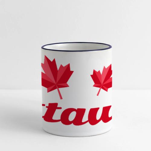 Ottawa with two red maple leaves - Panoramic Mug