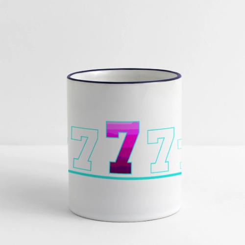 Number 7 in Magenta: Varsity Font - Panoramic Mug