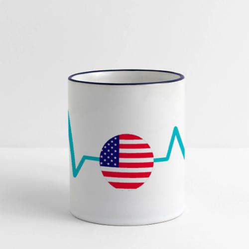 Heartbeat USA Flag – Patriotic American Pride Tee - Panoramic Mug