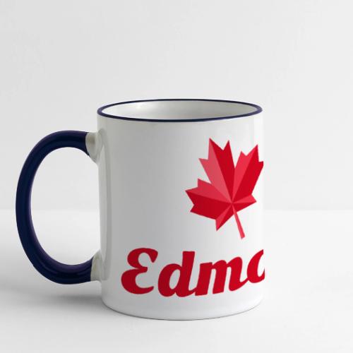Edmonton with two red maple leaves - Panoramic Mug