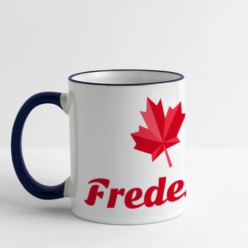 Fredericton with two red maple leaves - Panoramic Mug
