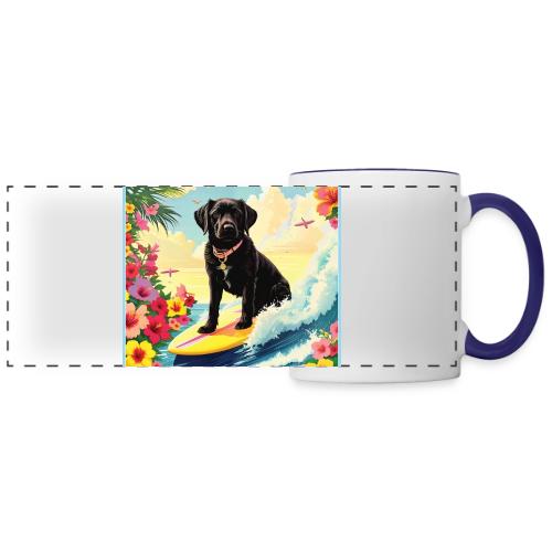 Black Labrador Retriever Surfing - Panoramic Mug