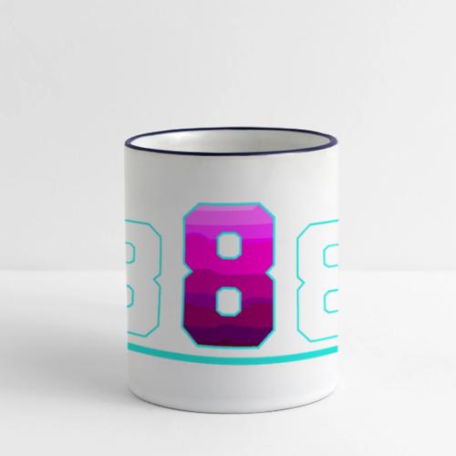 Number 8 in Magenta: Varsity Font - Panoramic Mug