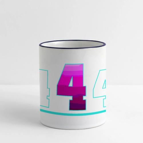 Number 4 in Magenta: Varsity Font - Panoramic Mug