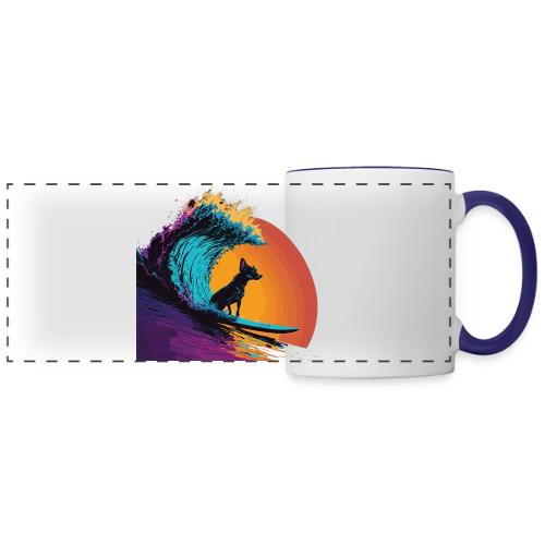 Black Dog Surfing Emerald Wave - Panoramic Mug