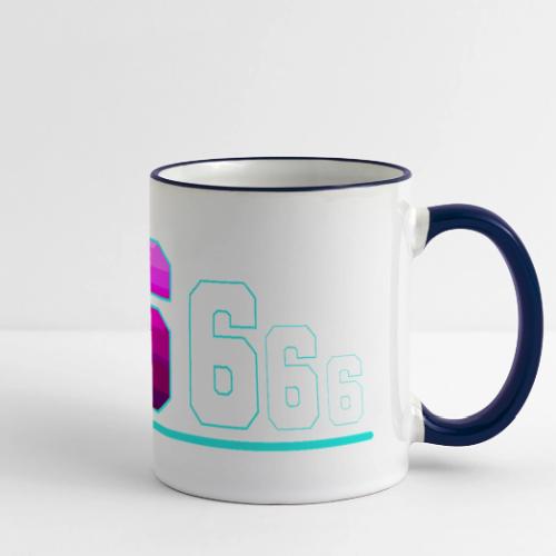 Number 6 in Magenta: Varsity Font - Panoramic Mug