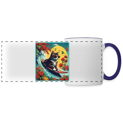 Kitten Surfing In Flowers - Panoramic Mug