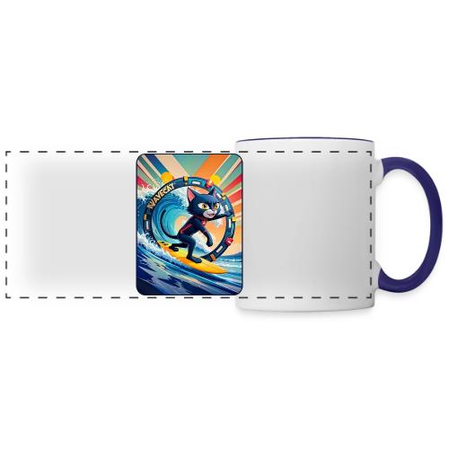 Wavecat Surfing A Rainbow Sunrise - Panoramic Mug