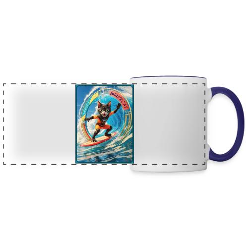 Wavecat Surfing A Wave Portal - Panoramic Mug