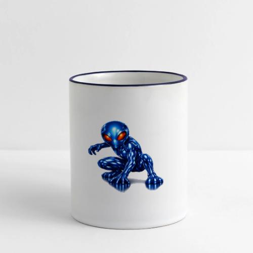 Blue Alien Crouch - Panoramic Mug