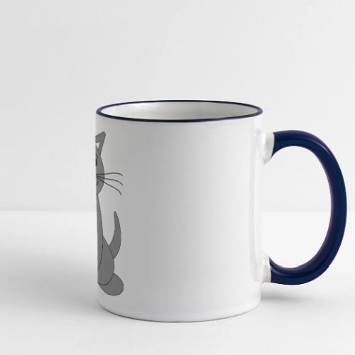 Cute Grey Cat Mug - Whimsical Kitty Coffee Cup - Panoramic Mug