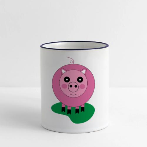 Pink Piggy Coffee Mug - Handmade Animal Gift - Panoramic Mug