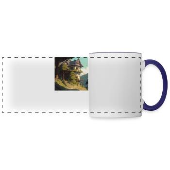 House in mountains. - Panoramic Mug - white/cobalt blue - Front