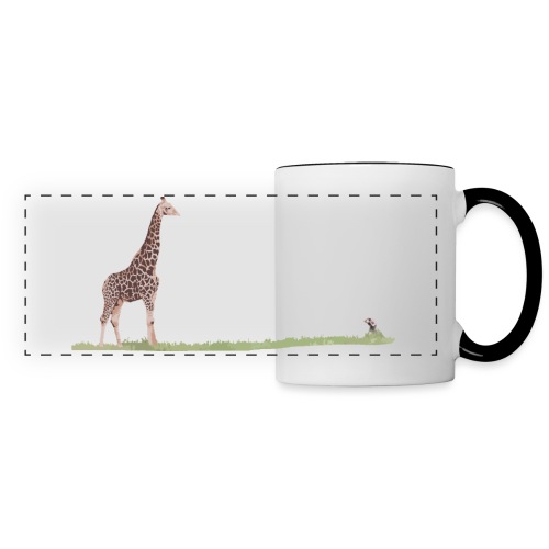 Big Giraffe, Tiny Photographer - Panoramic Mug