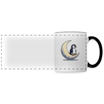 Penguin on crescent moon - moonlight dreams - Panoramic Mug - white/black - Front