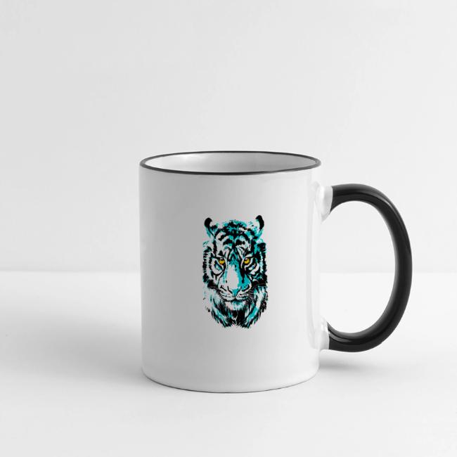 Artistic Tiger Head Portrait Drawing - Turquoise