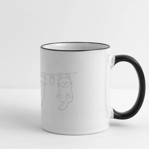 Minimalist Hanging Cats Line Art - Cute Kittens - Panoramic Mug
