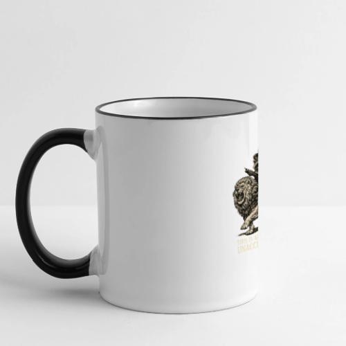 Funny Raccoon King Riding Lion Vintage Meme Art - Panoramic Mug