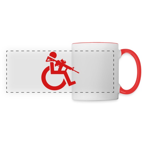 Image of a wheelchair user armed with rifle - Panoramic Mug