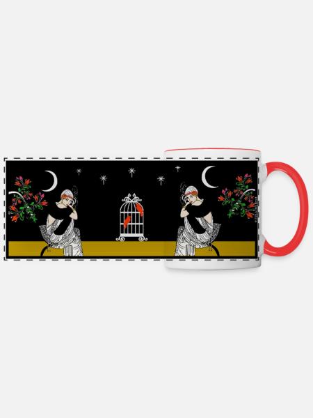 Starry Night - Panoramic Mug - white/red