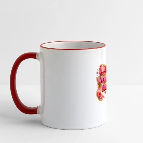 Cute Pink Bow Women’s Day Feminist Symbol - Panoramic Mug