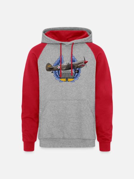 P-40 - Unisex Colorblock Hoodie - heather grey/red