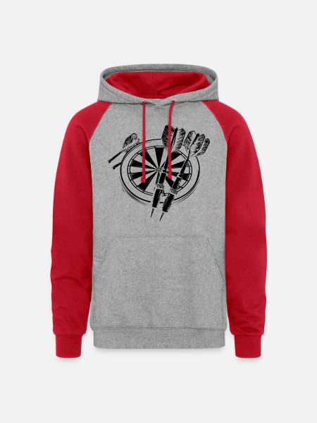 Darts - Unisex Colorblock Hoodie - heather grey/red