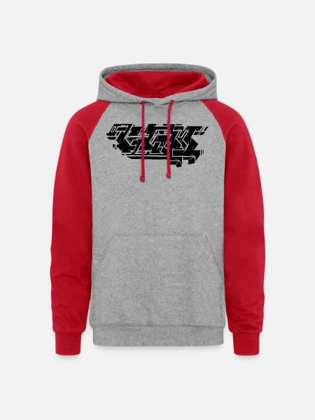 Graffiti Piece - Black - Unisex Colorblock Hoodie - heather grey/red