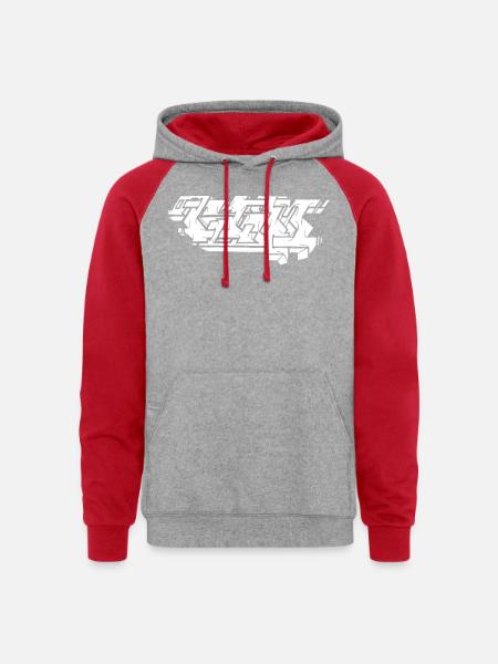 Graffiti Piece - White - Unisex Colorblock Hoodie - heather grey/red