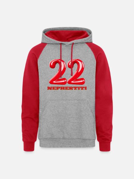 Nefertiti - Unisex Colorblock Hoodie - heather grey/red
