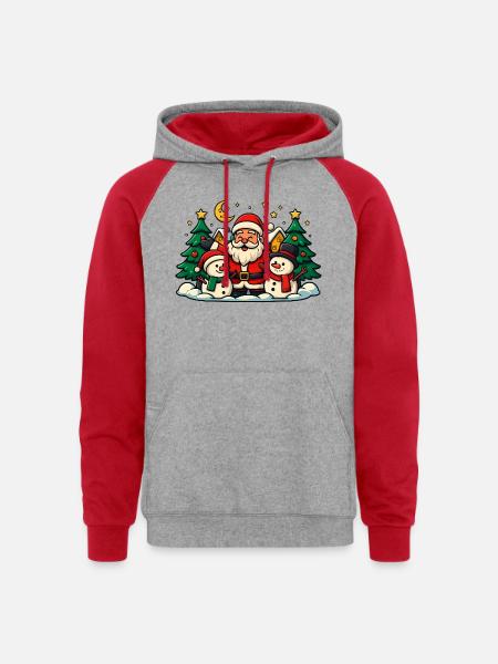 DISEÑO_NAVIDEÑO - Unisex Colorblock Hoodie - heather grey/red